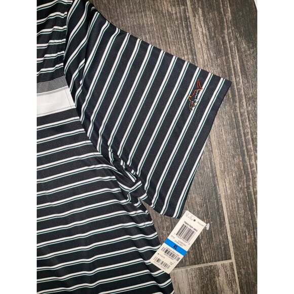 Greg Norman Mens Polo Shirt XL Grey Striped Play Dry Performance Golf Apparel - Picture 3 of 4